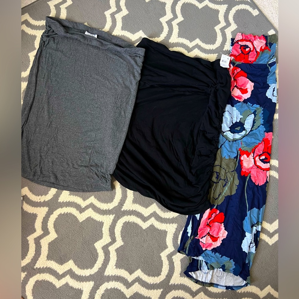Lot of 3 XL maternity skirts-maxi and two knee length bodycon style skirts